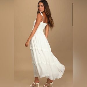 Lulus White Smocked Tiered Maxi Dress